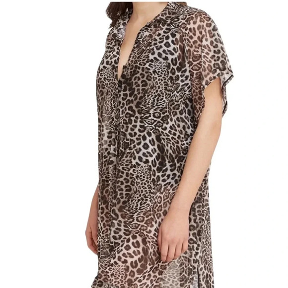 SEA LEVEL Wildside Mesh Beach Coverup Caftan Shirt Animal Print Size S NWT - Picture 4 of 13